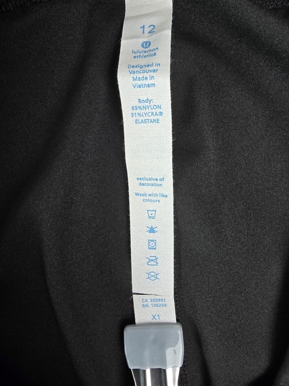 lululemon Black High Rise Full Length Performance Leggings Women's Size 12 - Picture 6 of 6